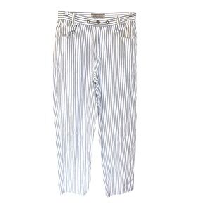 Jones & Co. Blue White coastal Cottage Stripe High Waisted Mom‎ Jeans Size 10